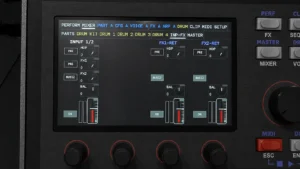 MD850 INP-FX page showing the FX1 and FX2 effect returns_ergebnis