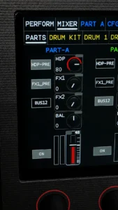 MD850 mixer channel strip showing Main Level, BUS12, PRE buttons and send knobs_ergebnis